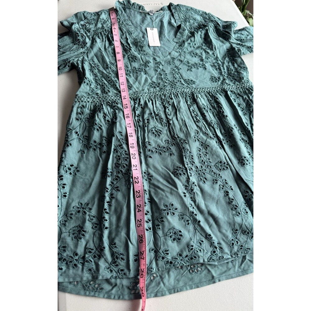 Anthropologie Daniel Rainn Eyelet Boho Tunic Blouse Women Size S Green New - Picture 4 of 9